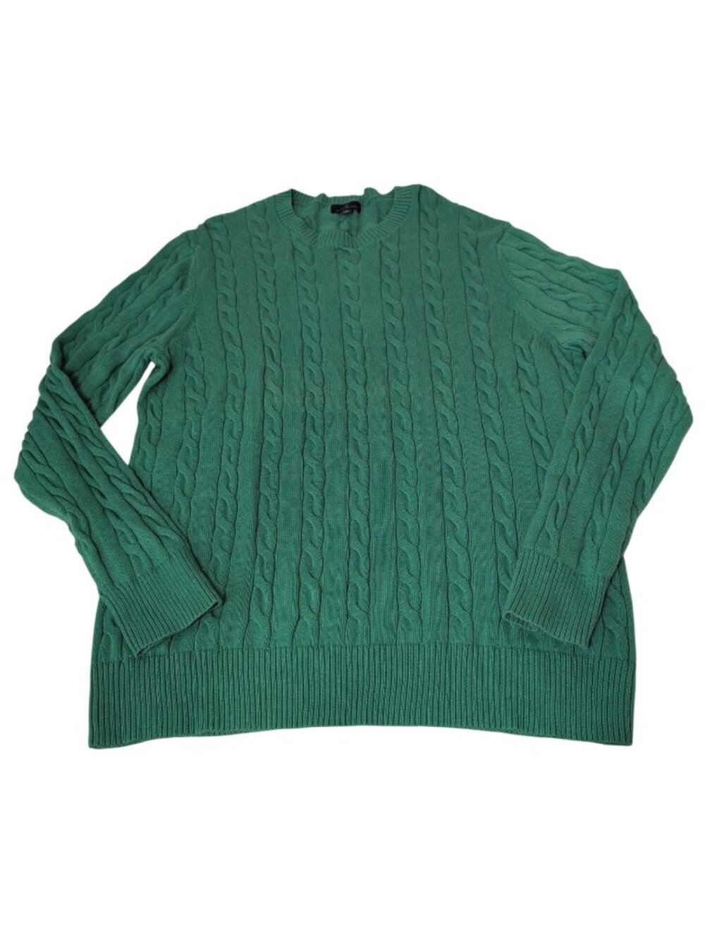 Brooks Brothers Cable Knit Sweater Mens Size XL Green Combed Cotton Preppy
